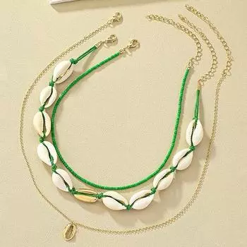 Многослойное ожерелье из ракушек в богемном стиле для женщин и девочек, модное ожерелье из ракушек для отдыха на пляже и в океане, ювелирные изделия