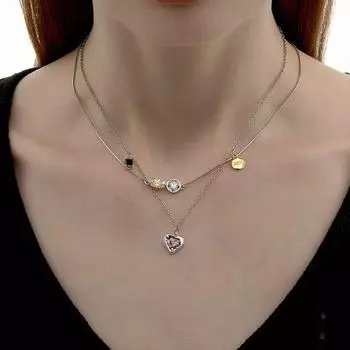 Многослойное ожерелье Love в стиле ретро с цирконами — не выцветающая, стильная летняя цепочка на ключицу 10171