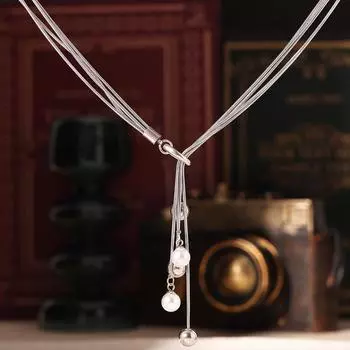 Многослойное ожерелье с имитацией жемчуга и кисточками, пряжка может быть вытянута, ювелирные изделия из нержавеющей стали для защиты от холодного ветра