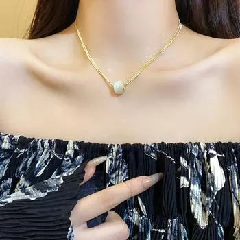 Многослойное ожерелье с подвеской из опала в виде змеиной цепи