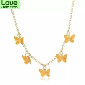 Многослойное ожерелье с подвеской в виде бабочки для женщин, винтажное ожерелье с подвесками в виде бабочек, золотое колье, модное изысканное классическое ювелирное украшение, подарок