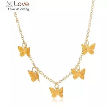 Многослойное ожерелье с подвеской в виде бабочки для женщин, винтажное ожерелье с подвесками в виде бабочек, золотое колье, модное изысканное классическое ювелирное украшение, подарок
