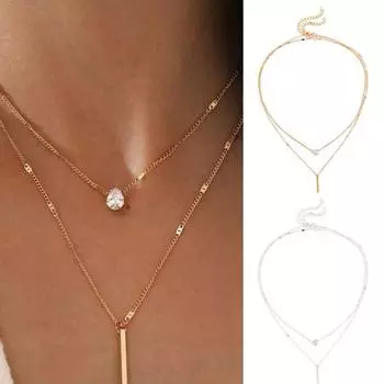 Многослойное регулируемое гальваническое ожерелье, персонализированный геометрический кулон, украшение, гипоаллергенное многослойное длинное ожерелье, ювелирные изделия серебряный