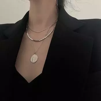 Многослойное ретро ожерелье с подвеской в виде головы королевы, женское ожерелье с ключичной цепочкой, ювелирные украшения в стиле хип-хоп серебряный