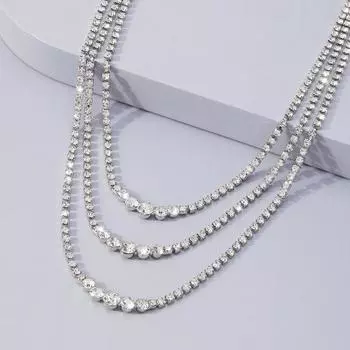 Многослойное сетчатое ожерелье знаменитостей, преувеличенное легкое роскошное ожерелье, ожерелье серебряный