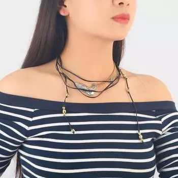 Многослойное женское ожерелье с подвеской в виде ковбойских сапог в стиле вестерн золотой