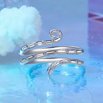 Многослойное женское разомкнутое кольцо с ожерельем в виде осьминога, регулируемое, милые кольца из стерлингового серебра 925 пробы с изображением животных серебряный