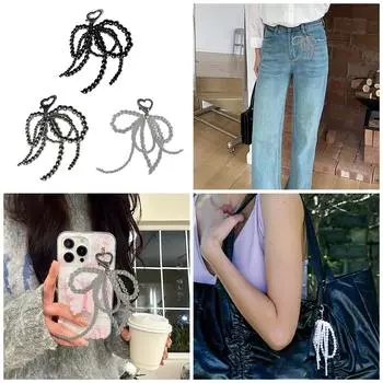 Многослойные брелки с подвесками в виде банта, милые милые подвески, брелок для ключей, украшение на рюкзак для женщин и девочек чёрный