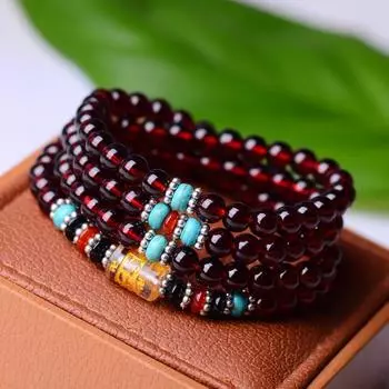 Многослойные гранатовые аметистовые бусины в богемном стиле, браслет с запахом, очаровательный женский мужской браслет, ювелирный подарок чёрный