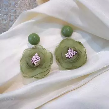 Многослойные марлевые цветочные простые летние милые женские универсальные серьги-гвоздики
