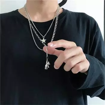 Многослойные панк-цепи с крестом, ожерелье, крутой хип-хоп, геометрический металлический кулон с животными, ожерелья, модное колье bear