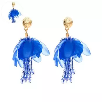 Многослойные серьги из бисера Fashion Vacation x Style ручной работы в богемном стиле с бахромой в виде лепестков 6.3*4.5cm белый