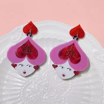 Многослойные серьги-подвески с улыбающейся девушкой, акриловые серьги с мультяшным персонажем розовый