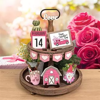 Многослойные украшения для подносов. Деревянные украшения на столешнице для гостиной. One Size