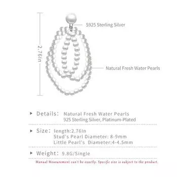 Многослойные жемчужные серьги, милые и элегантные висячие серьги, эффектные ювелирные изделия из стерлингового серебра 925 пробы, подарок для женщин и дам