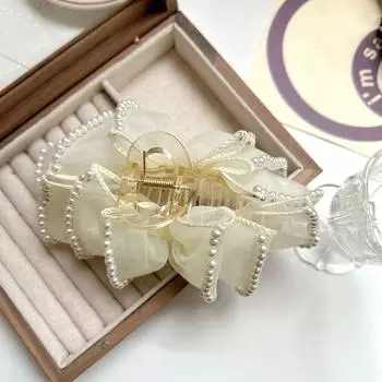 Многослойный бант-акула-заколка-сетка для волос сетка-заколка для волос темпераментная пряжа бант-коготь для волос ежедневно black pearl