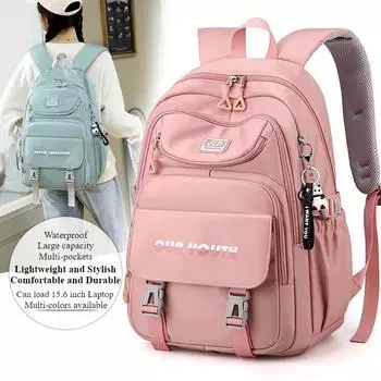 Многослойный большой емкости школьный рюкзак для средней школы, водонепроницаемый, нейлон высокой плотности, защищающий позвоночник, сумки для книг для девочек, удобный женский рюкзак 46*32*20cm фиолетовый