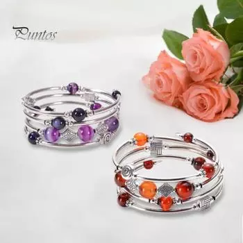 Многослойный браслет из искусственной бирюзы, разные подвески, блестящий полированный сплав, винтажный стиль, регулируемый браслет, подарок на годовщину, день рождения чёрный