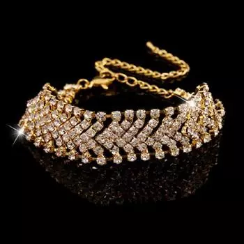 Многослойный браслет ручной работы со стразами на манжете для вечеринки