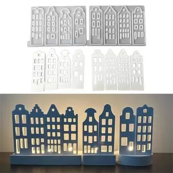 Многослойный дом, форма для подсвечника, бетонные гипсовые формы ручной работы, силиконовые формы для подсвечника, смолы, украшения для дома B