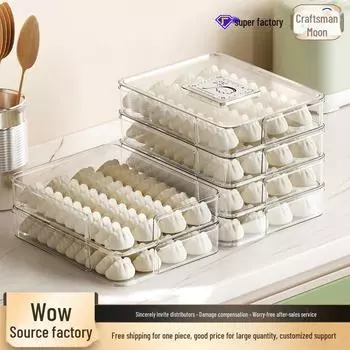 Многослойный контейнер для хранения в холодильнике с таймером для пельменей и вонтонов PET Dumpling Box (1 Layer) прозрачный