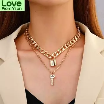 Многослойный кулон-чокер Lover Lock, ожерелье в стиле стимпанк, цепочка, колье, лучший подарок для пары