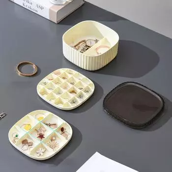 Многослойный мини-органайзер для ювелирных изделий, дисплей, дорожный футляр для ювелирных изделий с прозрачной крышкой, серьги, ожерелье, кольцо, портативная шкатулка для драгоценностей Dual Layer прозрачный