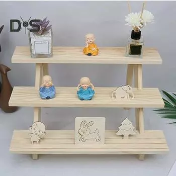 Многослойный настольный органайзер для хранения вещей, деревянная подставка для растений, гладкие края без заусенцев, прочная несущая полка для дисплея, настольный органайзер Dual Layer