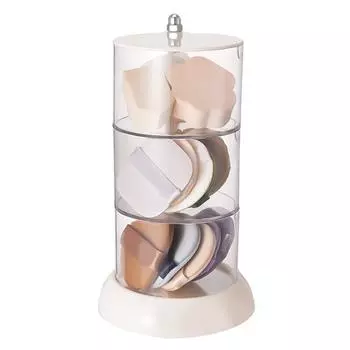 Многослойный органайзер для пуховки пудры, дышащий, пылезащитный, для сережек, белый, вращающийся контейнер для дома 3