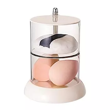 Многослойный органайзер для пуховок, дышащий, пыленепроницаемый, белый вращающийся контейнер для серег для дома 2