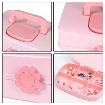 Многослойный органайзер для заколок, симпатичный футляр для украшений для девочек, коробка для хранения детских аксессуаров для волос, стойка для показа повязок на голову розовый