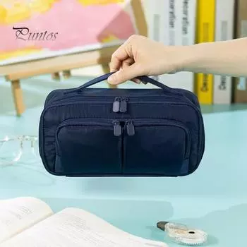 Многослойный пенал, многофункциональная офисная школьная дорожная сумка для хранения, большая вместимость, застежка-молния, пенал для карандашей чёрный