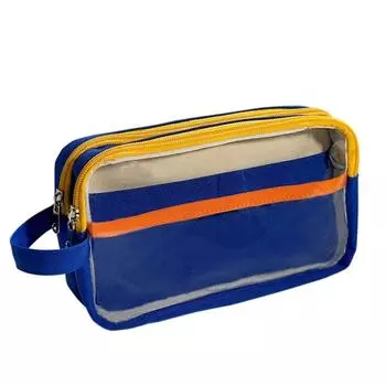 Многослойный пенал Прозрачный пенал Прочная контрастная сумка для ручек Школа
