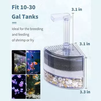 Многослойный пневматический фильтр для аквариума с губкой для аквариума, тихий фильтр для мальков бетта и креветок и мелких рыб из биопены 8*10cm чистый
