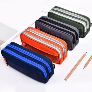 Многослойный студенческий пенал большой емкости на молнии для хранения карандашей, сумка-органайзер темно-синий