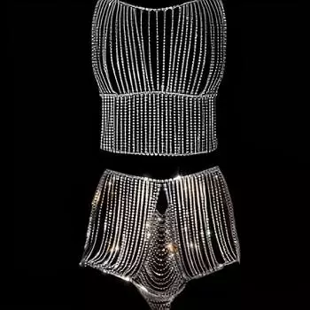 Многослойный укороченный топ со стразами, цепочка на грудь/цепочка для нижнего белья, элегантная цепочка для тела, ювелирные изделия