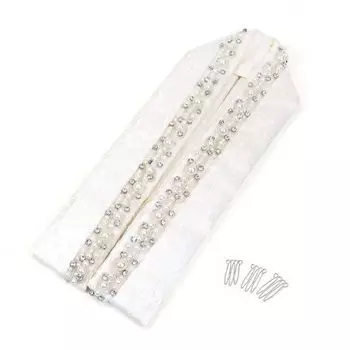 Многослойный жемчужно-кристаллический фон включает в себя вложение, сделанное в Visiting Lace, многослойный воротник для совершеннолетия [Kyoto Usagido], воротник, бусины, стекло, узор, белый