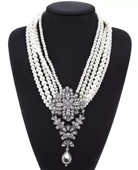 Многослойный жемчужный кристалл драгоценный камень подвеска в форме капли воды короткое ожерелье на ключицу модное и преувеличенное прозрачный