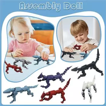 Многосуставная человеческая кукла с 3D-печатью, полностью подвижная декомпрессионная игрушка в механическом стиле One Size чёрный