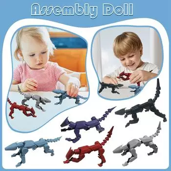 Многосуставная человеческая кукла с 3D-печатью, полностью подвижная декомпрессионная игрушка в механическом стиле One Size чёрный