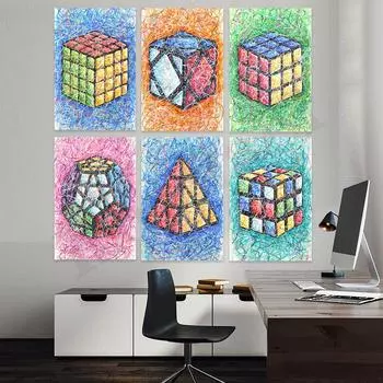 Многотипный кубик Рубика, зигзагообразная головоломка, детский художественный домашний настенный декор, постер 21cm30cm NoFrame