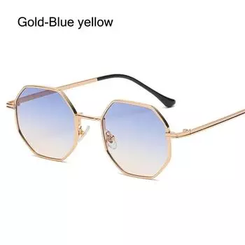 Многоугольные металлические солнцезащитные очки в винтажной оправе для женщин, мужские солнцезащитные очки роскошного дизайна, женские зеркальные очки Gafas De Sol Uv400