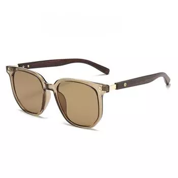 Многоугольные очки в большой оправе под дерево, корейские солнцезащитные очки Xiaohongshu, индивидуальные модные женские солнцезащитные очки в одном стиле