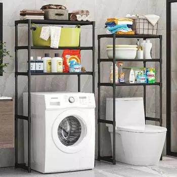 Многоуровневая полка для хранения туалетных принадлежностей. Полка для хранения без перфорации. Полка для стиральной машины большой емкости. Экономящий место напольный держатель.