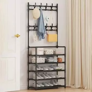 Многоуровневая полка для обуви, встроенная вешалка для пальто и шляп, прочный несущий шкаф для обуви, отделение для хранения сумок, вешалка для обуви, органайзер для гардероба