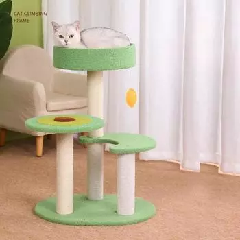 Многоуровневое кошачье дерево Башня для кошек с платформой в форме фруктов и когтеточками, покрытыми сизалем Комнатная мебель для кошек Мебель для кошек 48*38*66cm