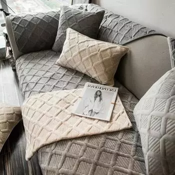Множество всесезонных подушек для дивана в ромбовидную клетку, плюшевые толстые высококачественные противоскользящие подушки для сидений, простые осенние современные чехлы для диванов 70x70cm