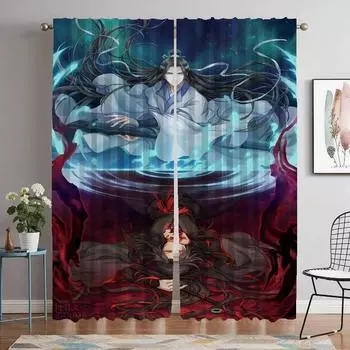 Mo Dao Zu Shi Разделение Домашний Интерьер Шторы 2 Части Затемняющие Шторы для Комнаты 2 Панель Тюль Для Спальни Оттенки Гостиная Камера W60xH90cmx2pcs-CL