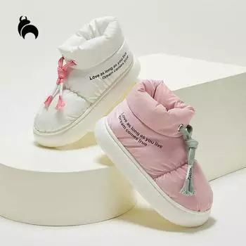 Mo Dou Лаконичные зимние сапоги для женщин, домашняя и уличная теплая хлопковая обувь с плюшевой подкладкой 36-37 синий