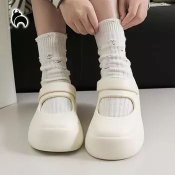 Mo Dou летние тапочки с завернутым носком для женщин, домашние и уличные нескользящие тапочки из ЭВА для девочек, милые женские сандалии с бантом 36-37 белый